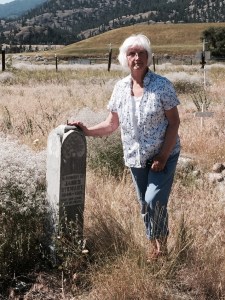 Mary (Stewart) Dever at the Hedley Cemetery, Hedley, B.C. June 2015. In Memory of James Stewart 1849-1921 May His Soul Rest In Peace