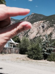 My fingers highlight the camp location.