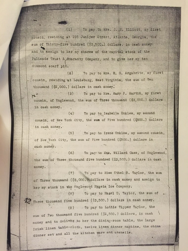 Page from John Tipper's will