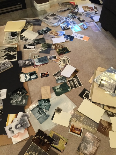 How things looked as I created piles to easily see my duplicates and to get an idea of the dates of the photographs.