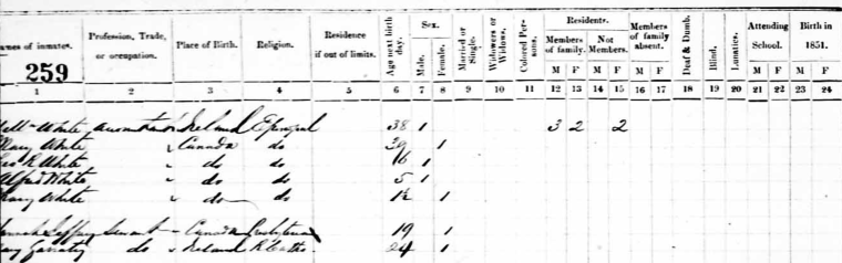 Jeffery, Hannah 1851 census closeup