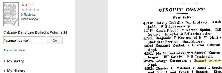 LAPRISE, SAmuel court Chicago