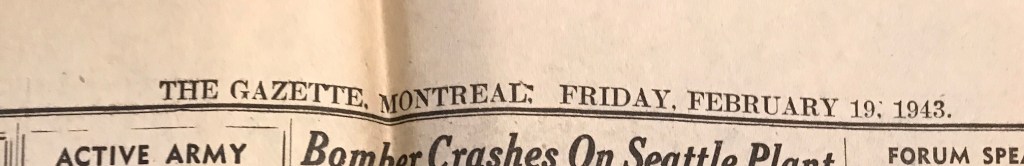 The Gazette – Feb.19, 1943 B/M/D Notices