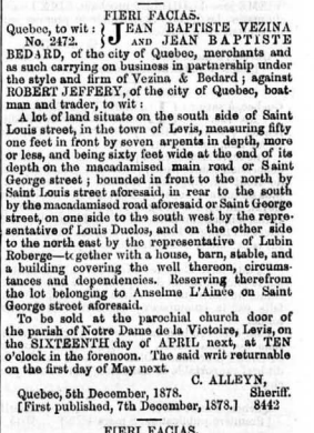 JEFFERY, Robert A. Quebec Gazette