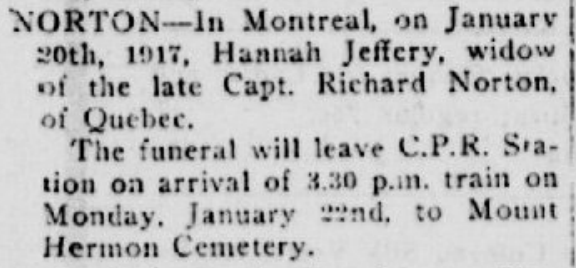 Norton, Hannah P Quebec Chronicle Jan 22 1917