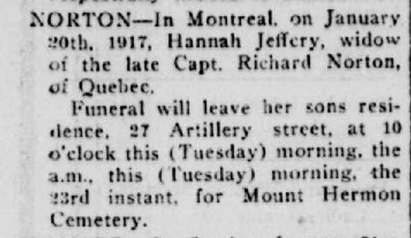 Norton, Hannah P Quebec Chronicle Jan 23 1917