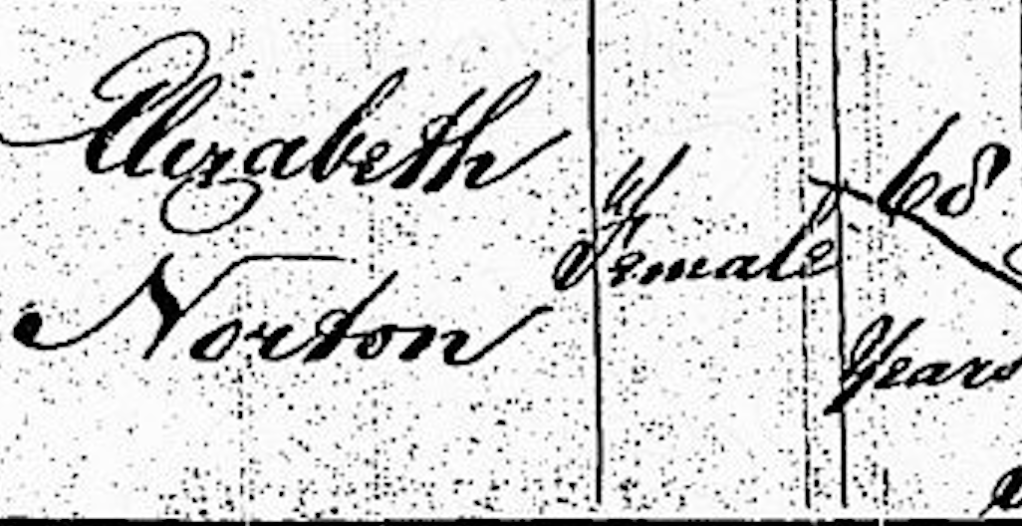 Death Record for Elizabeth (Sharp)&nbsp;Norton