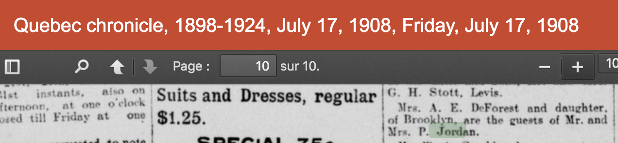 Liliian & Arthur DeForest visits Peter Jordan family