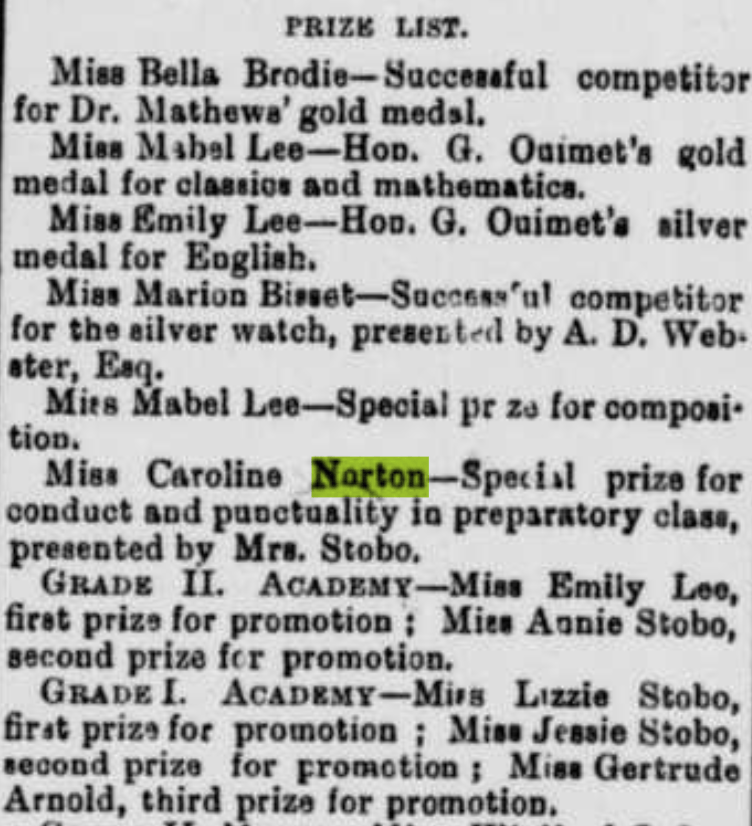 Caroline Norton Quebec Morning Chronicle June 26 1889